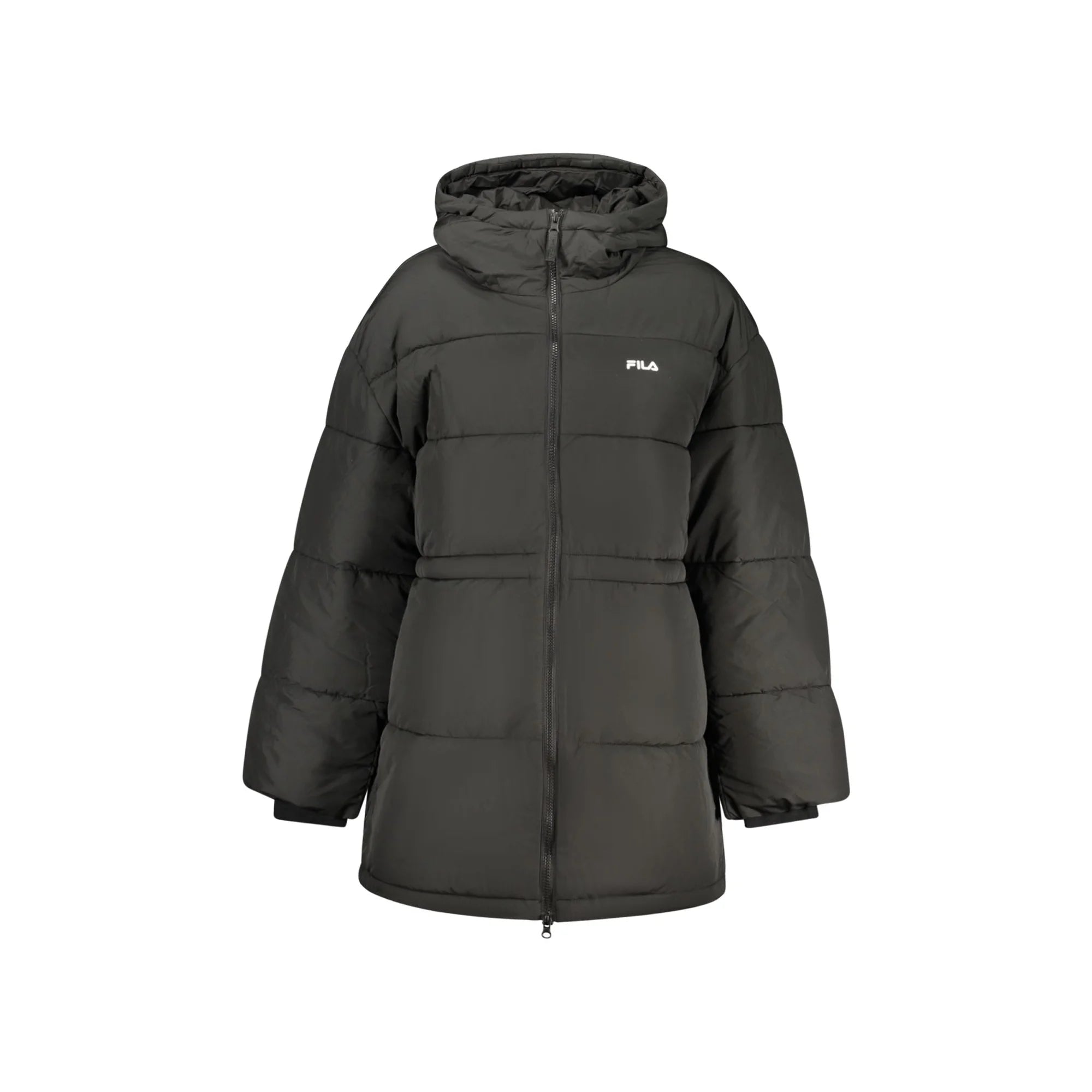Fila Giubbotto Donna Nero Lungo con Cappuccio Water Repellent Logo Giubbotti e Giacche - foto prodotto